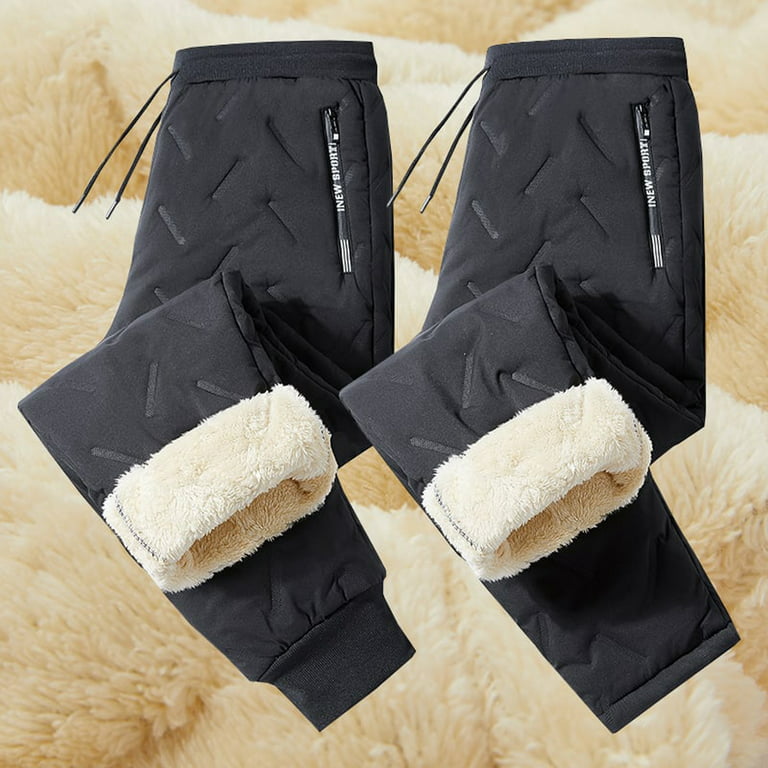 Sherpa Lined Sweatpants for Men Winter Warm Drawstring Fleece Pants Casual  Comfy Outdoor Trousers with Pockets