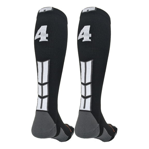 Player Id Black/White Over the Calf Number Socks (#44, Small)