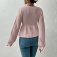 thumbnail image 5 of KelaJuan Women's Spring Autumn Knit Tops Solid Color Long Sleeve Drawstring Waist Knitwear, 5 of 6