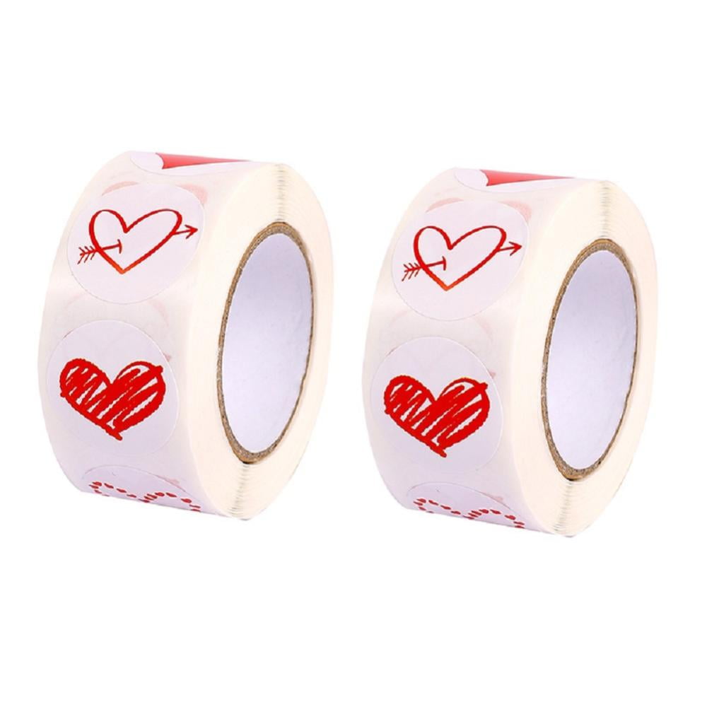 Esaierr Heart Roll Stickers Colorful 2 Rolls Love Label Self-Adhesive Stickers