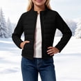 thumbnail image 2 of fatyb Girls Full Zip Jacket Kids Long Sleeve Stand Collar Fall Winter Cropped Outerwear with Pockets, 2 of 7