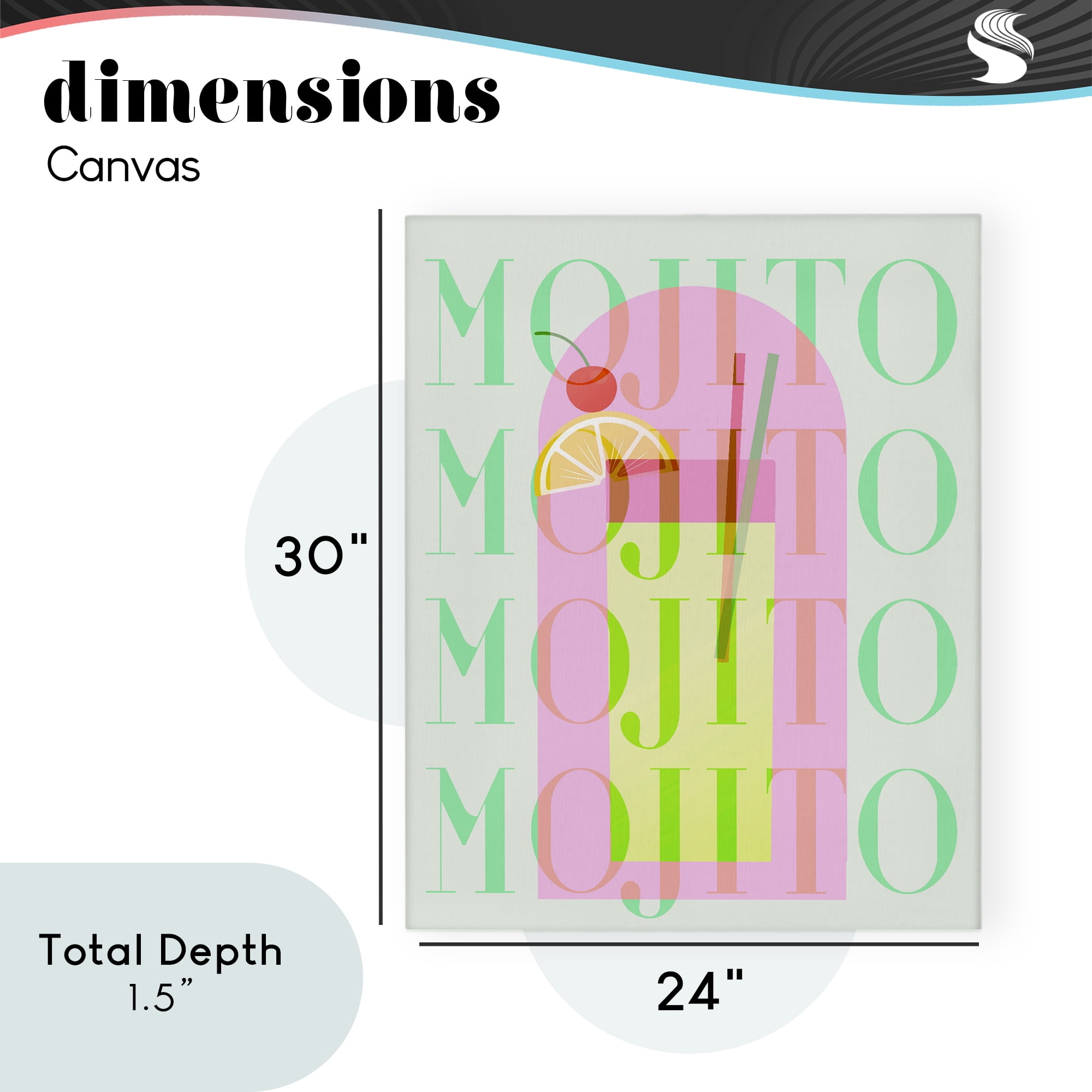 Retro Pastel Mojito Canvas Wall Art, design by Lil' Rue