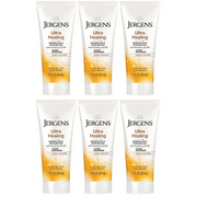 Jergens Ultra Healing Dry Skin Moisturizer, TSA Compliant Travel Size Body and Hand Lotion, for Extra Dry Skin, Use After Washing Hands, HYDRALUCENCE blend, Vitamins C, E (Pack Of 6)