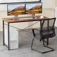 thumbnail image 3 of EDX Small Computer Desk 40 Inch Writing Desk with Storage Bag Iron Hook Metal Frame for Home, Rust, 3 of 10