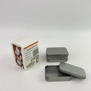 SenJchicwd Metal storage boxes for general use,Empty Metal Tins Box with Lid - Cookie Tins Silver Metal Rectangular Tin Box Lids (6.2 x 4.3 x 1.4 Inches)