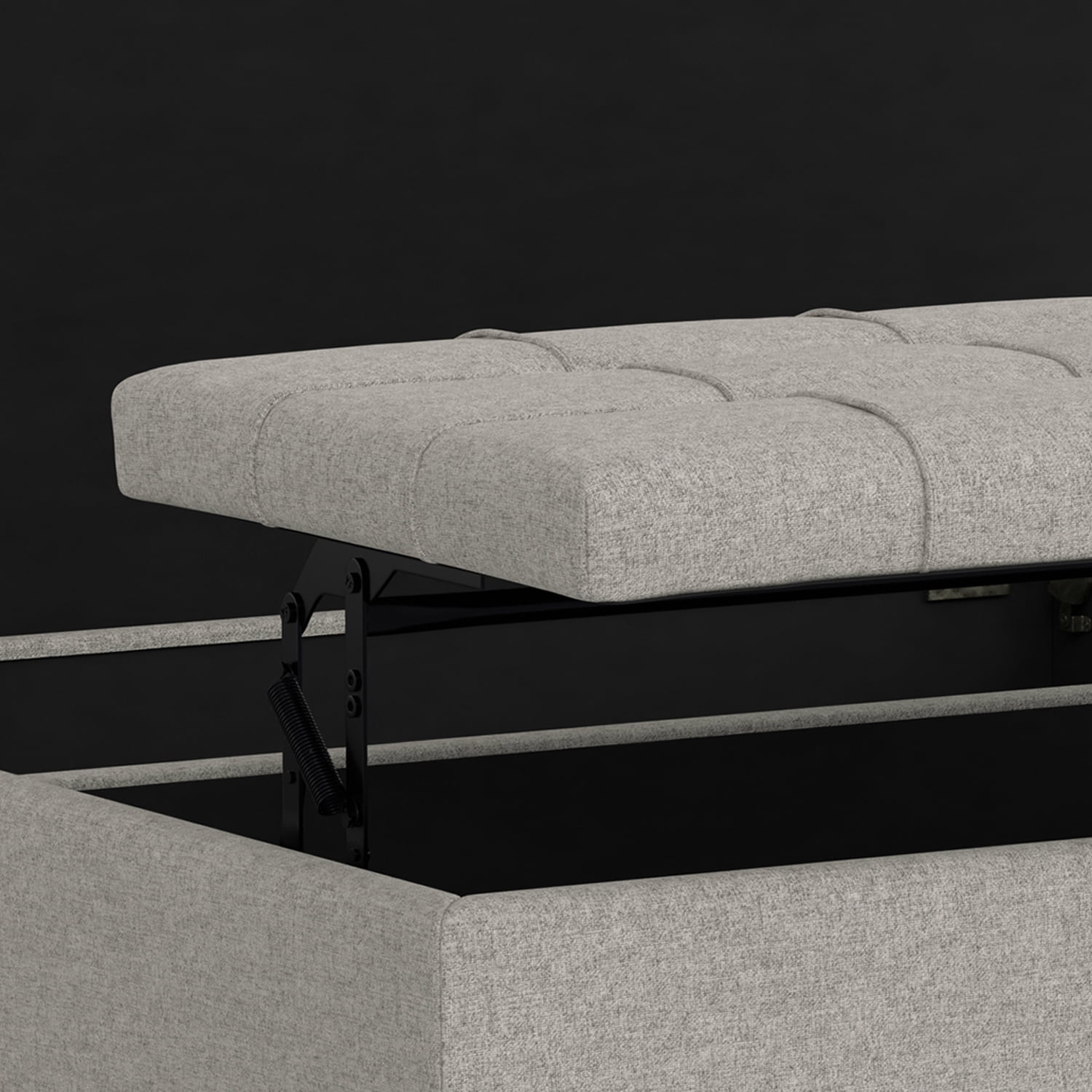 Harrison 40 inch Wide Transitional Large Square Coffee Table Storage Ottoman in Cloud Grey Linen Look Fabric