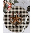 thumbnail image 2 of Round Placemats Set of 4 Western Barn Stars Berry Place Mats Washable Woven Placemat Bless This Home Black Plaid Circle Braided Table Mat for Kitchen Dining Table Party Home Decor 15 Inch, 2 of 8