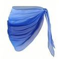 thumbnail image 2 of Boho Beach Cover Up Skirt for Women Coverups Sheer Mesh Ruched Tie Side Bikini Wraps Skirts Swimwear (M, Blue), 2 of 6