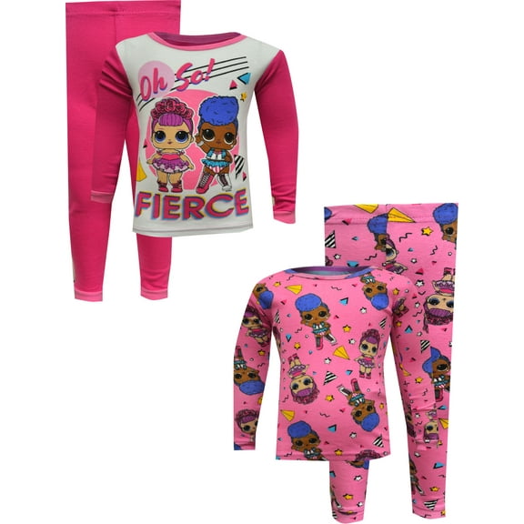 AMERICAN MARKETING ENTERPRISES Girls LOL Surprise Oh So Fierce 4 Piece Cotton Pajama Set (8)