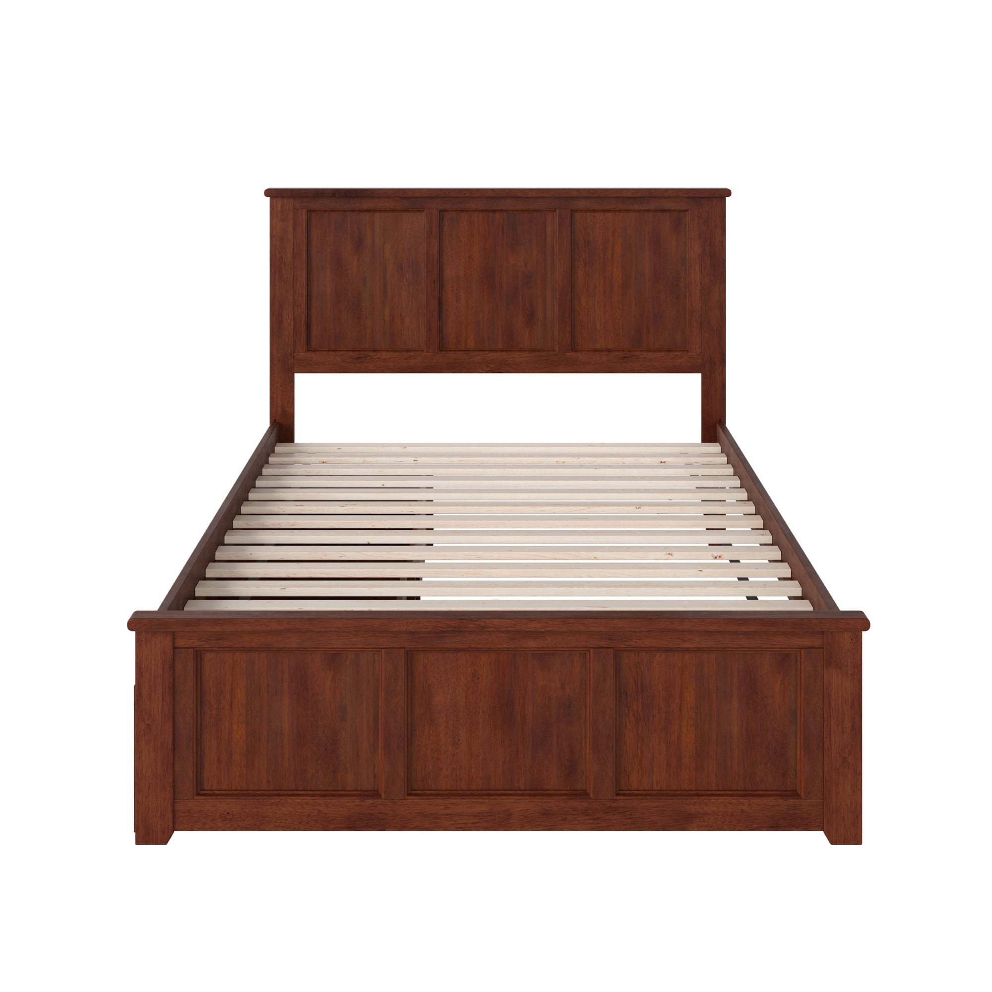 AFI Madison Full Wood Platform Bed with Matching Footboard & Storage Drawers, Walnut