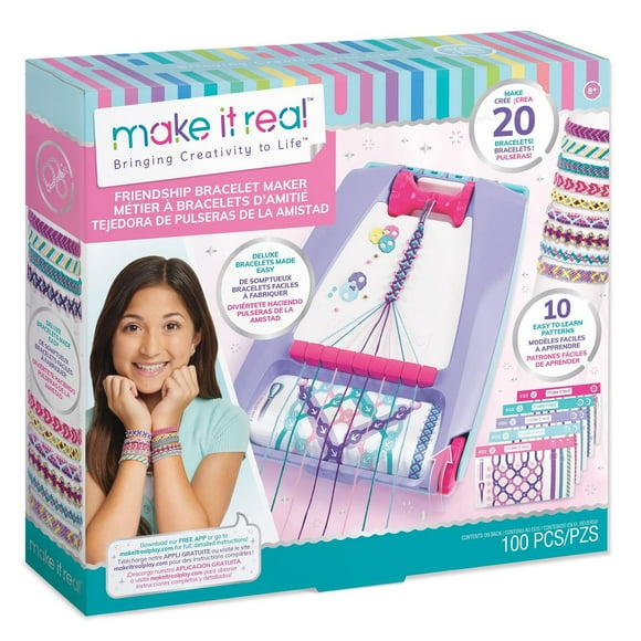 Make It Real Friendship Bracelet Maker for Kids ages 8 and up - 100 Pieces Including 60 Assorted Beads