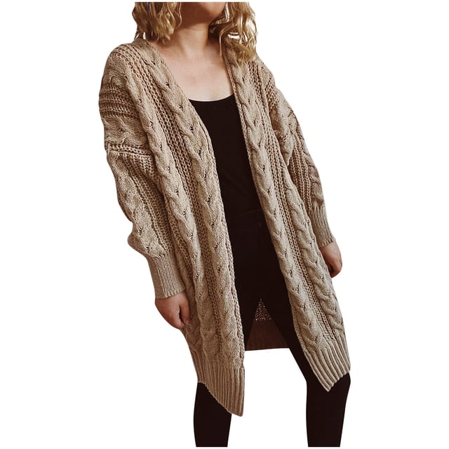 jsaierl Women's Oversized Open Front Long Cardigan Sweaters Cable Knit Long Sleeve Duster Cardigans Outwear Coats