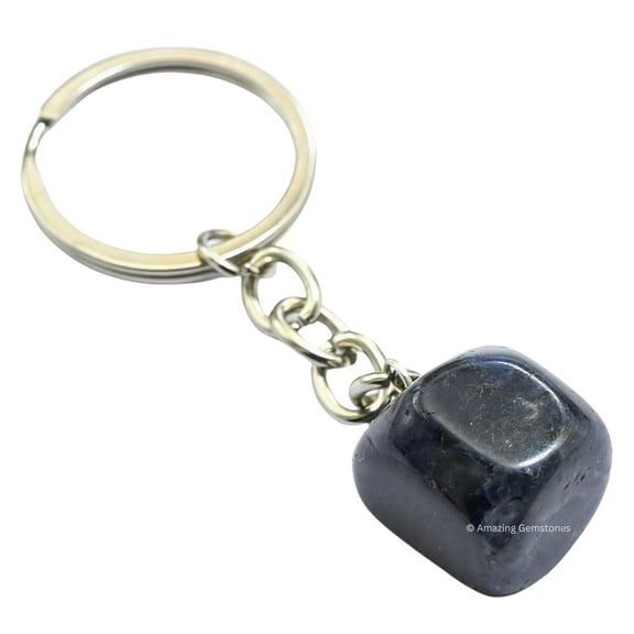 Iolite Crystal Car Key Holder, Tumbled Crystal Keychain