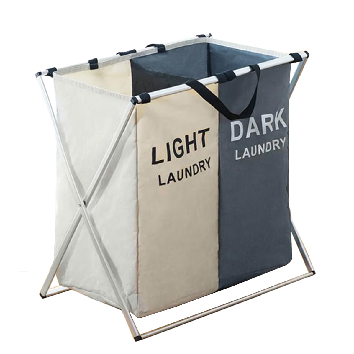 Large Laundry Basket Foldable 2/3 Sections Hamper Bathroom Dirty Storage Bags 