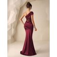 thumbnail image 2 of Burgundy-2 One Shoulder Sequin Bodice Mermaid Satin Evening Gown, 2 of 30