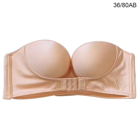 

Tmosphere Strapless Bra Invisible Non-slip Front Buckle Underwear for Wedding Dress Party Skin Color 36/80AB