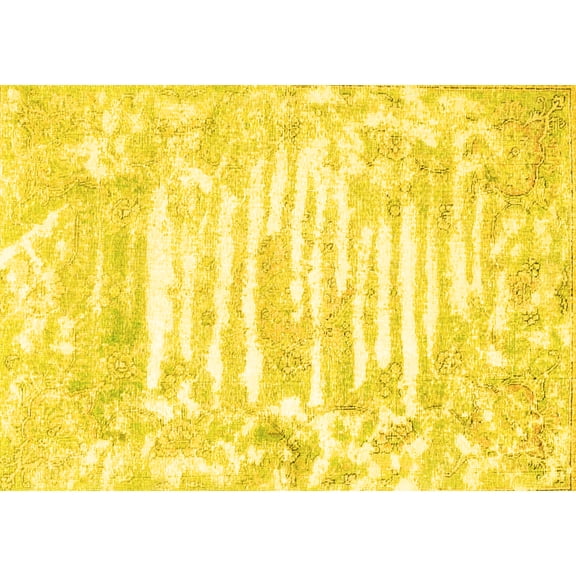 Ahgly Company Machine Washable Indoor Rectangle Persian Yellow Traditional Area Rugs, 5' x 7'