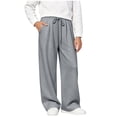 thumbnail image 2 of OGLCCG Girls Sweatpants Wide Leg Drawstring Baggy Kids Joggers Pants Open Bottom Teen Athletic Trousers with Pockets Size 4-16, 2 of 6