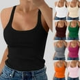 thumbnail image 7 of 2 Pack Women's Sleeveless Tops Women Spaghetti Strap Scoop Neck Ribbed Tank Tops Slim Fitted Camisole Basic Sleeveless Layering Shirts Casual Tank Tops for Women XL, 7 of 7
