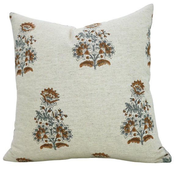 Decorative Pillow Cover 12"X20" by Fabdivine Hand Block Print, Brown & Gray, Goverdhan