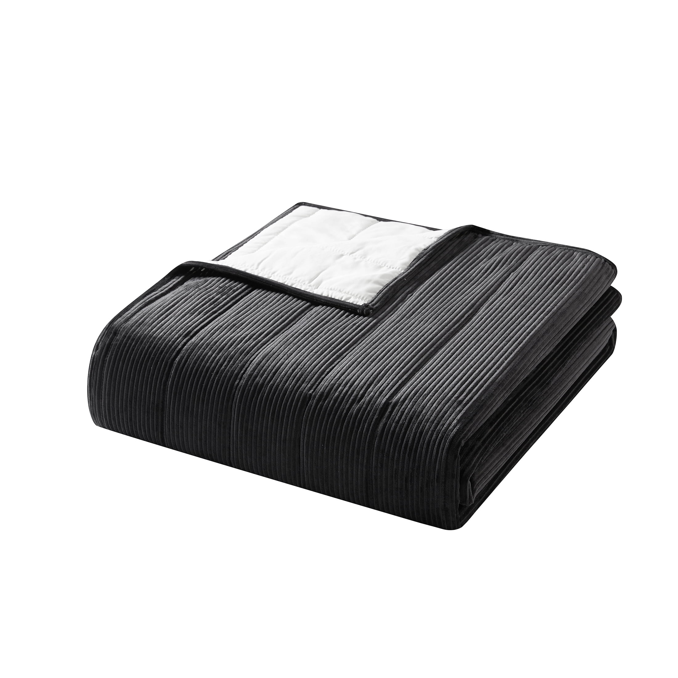 Mainstays Corduroy Quilt, Full/Queen, Black, Reversible Bedding