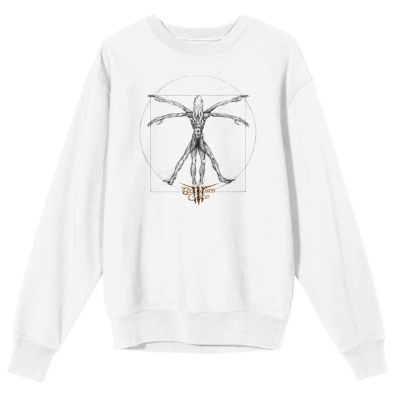 Dungeons & Dragons Monster Anatomy Crew Neck Long Sleeve White Adult Sweatshirt-XXL