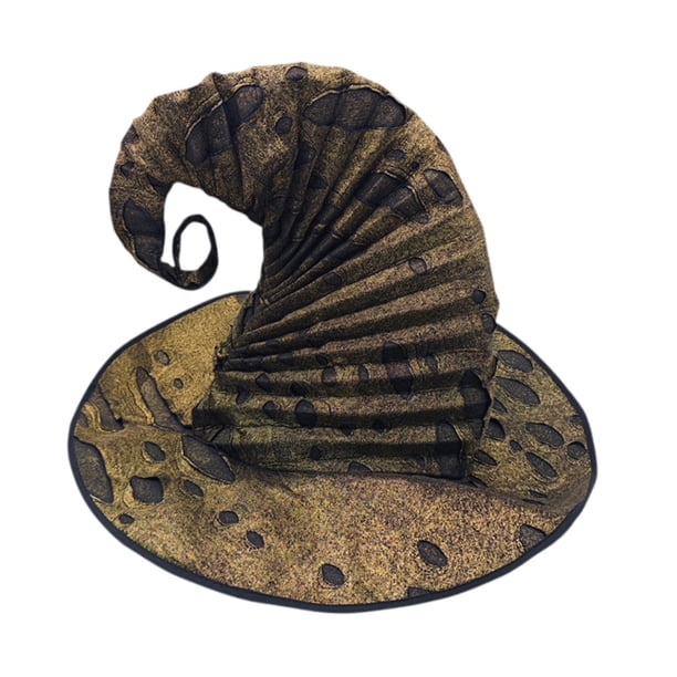 Sombrero de bruja de Halloween, suministros para la cabeza, sombrero de hechicera, gorro de bruja para fantasía Dorado