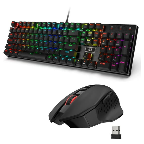 Redragon K556 RGB Mechanical Gaming Keyboard and M656 Gainer Wireless Gaming Mouse Bundle