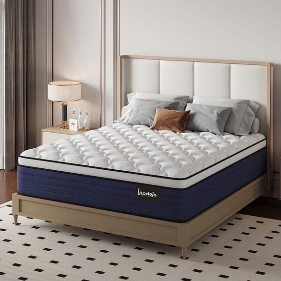 Lodeija Queen Mattress, 12 Inch Hybrid Memory Foam Mattress in a Box Medium Firm Support