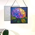 thumbnail image 4 of Hydrangea Flower Stained Glass Panel Suncatcher Square Window Hanging, 8 Inch Real Glass Decorative Art Sun Catcher for Home, Gift, and Garden Decor 78OR14, 4 of 6