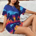 thumbnail image 6 of Womens Pajama Sets With Pocket, Beach with Palm Trees (3) Lounge Sets Short Sleeve Sleepwear PJ Sets for Women, 6 of 6