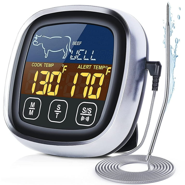 Heldig Digital kitchen thermometer Household thermometer Oven thermometer  Cooking thermometer, long probe, corrosion protection, ° C / ° F switchable  for kitchen, grill / BBQ 