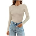 thumbnail image 2 of GJSYRH Women's Winter Fashion Long Sleeve Round Neck Ribbed Knit Slim Fit Casual Pullover Sweater Top for Everyday Wear, 2 of 8