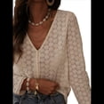 thumbnail image 2 of Blusas Casuales Bohemias con Estampado Floral para Mujer, Cuello en V, Larga, Botones, Elegantes, Holgadas, con Volantes Albaricoque S, 2 of 10
