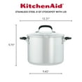 thumbnail image 4 of KitchenAid Stainless Steel 8 Quart Induction Stockpot with Measuring Marks and Lid Metal Utensil and Dishwasher Safe, Brushed Stainless Steel, 4 of 11