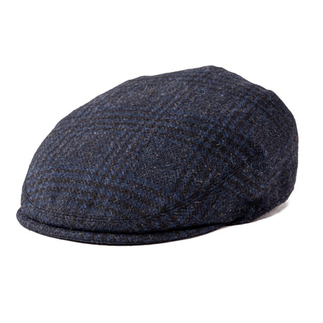 FEINION Autumn Men Cap Summer Hat Wool Blend Flat Caps Large Check Herrinbone Hats 721 Blue 58 cm