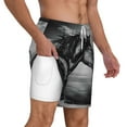 thumbnail image 3 of Balery Running Horse Mens Swim Trunks Swim Shorts for Men Quick Dry Inseam Beach Shorts with Compression Liner Pocket-Small, 3 of 9