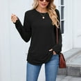 thumbnail image 4 of ClodeEU Women's Long Sleeve Crew Neck Shirts,Fall Slim Fit Tunic Casual Basic Tee Black,Womens Plus XL, 4 of 8