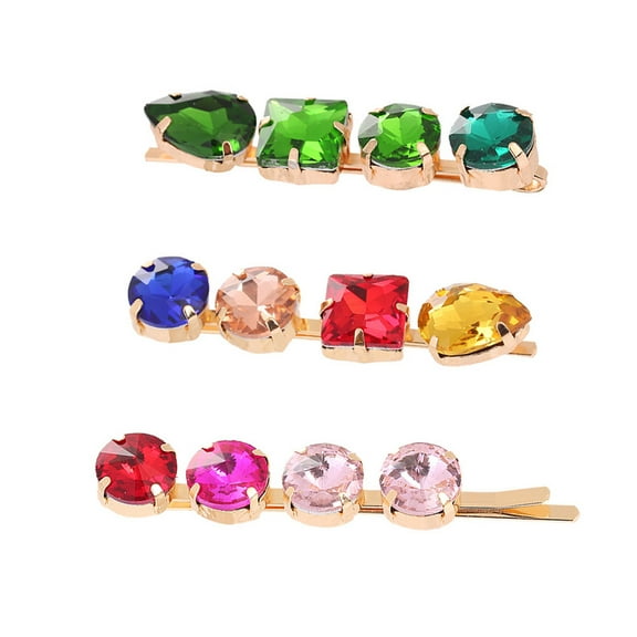 ORDDIART 3Pcs Colored Rhinestone Hair Pieces Zinc Alloy For Girls Wedding Party
