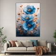thumbnail image 6 of Mudket Blue and Orange Canvas Wall Art, Framed Ready to Hang, Modern Floral Wall Decor for Living Room Bedroom Office, Abstract Botanical Artwork - 12"L x 8"W, 6 of 10
