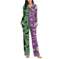 thumbnail image 4 of BaoFuBaoMei Halloween Lounge Sets Women 2 Piece Plus Size Long Sleeve Top and Pants Pajamas Halloween Bat Print Soft Cozy Sleepwear, 4 of 7