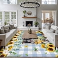 thumbnail image 4 of Spring Dog Area Rug 5x8 Washable Rug Non Slip Sunflower Daisy Botanical Blue Plaid Large Area Rug Soft Stainresistant Indoor Floor Carpet for Living Room Bedroom Home Office Dining Room Nursery, 4 of 8