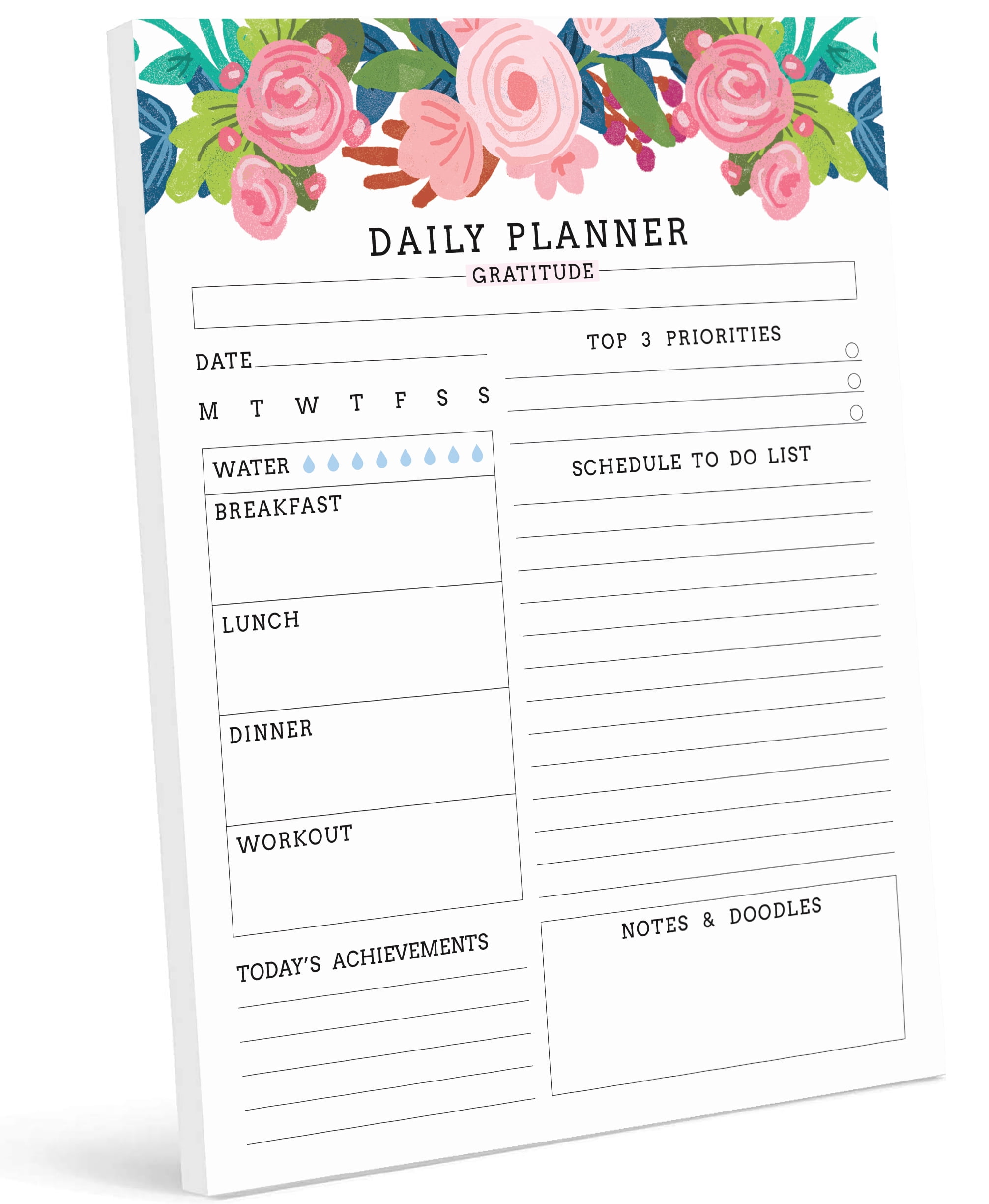 Inkdotpot Daily Planner Tear Off Pad, ToDo List Notepad 50 Undated