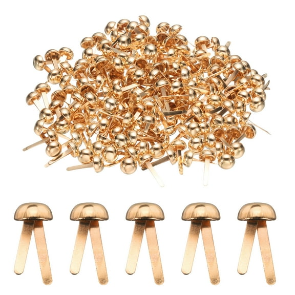 Uxcell 100pcs Brads Paper Fasteners, 8mm x 17mm Metal Paper Crafts Brads, Small Round Brass Split Pins, Rose Gold