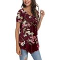 thumbnail image 3 of PPYOUNG Women's Summer Casual Short Sleeve Tunic Tops Fit Pleated Blouse Shirts, 3 of 5