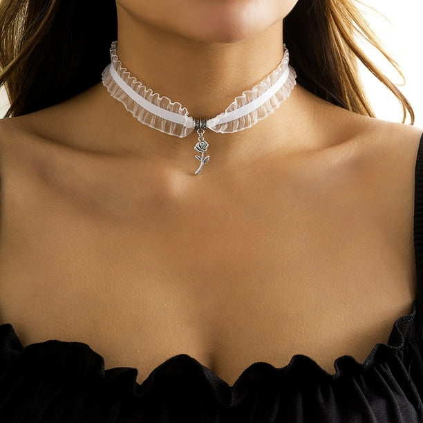 Off white sale lace choker necklace