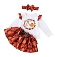 thumbnail image 7 of Wonitaaizi Baby Girl Thanksgiving Outfit Long Sleeve Letter Print Romper Mini Skirt Headband 3Pcs Clothes Set (3-4 Years,Orange), 7 of 7