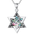 thumbnail image 6 of Dorunmo Star of David Necklace 925 Sterling Silver Star of David with Menorah Pendant Jewish Star Necklace Abalone Shell Jewelry Gift for Women Men, 6 of 10
