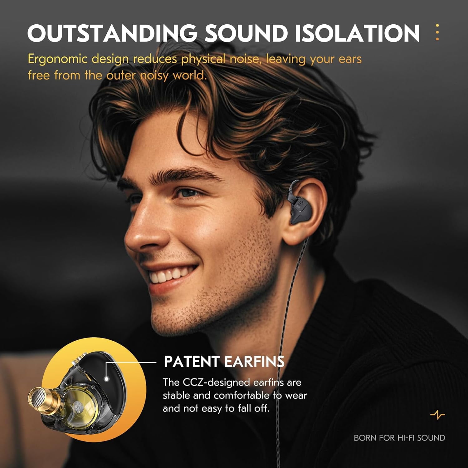 CCZ DC03 in Ear Monitor Headphones, Deep Bass Sound Wired Earbuds IEM Earphones, 1DD HiFi in Ear Headphones Noise Cancelling Ear buds, IEMs for Gaming Musician Singer Stage Calling