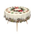 thumbnail image 3 of Duangreer Retro Christmas 60''Round Tablecloth, Poinsettia Xmas Cottage Print, Waterproof Tablecloths for Party, Dining, Indoor and Outdoor, 3 of 6